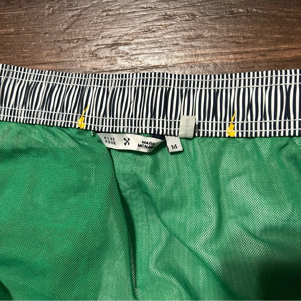 Five Four Mark McNairy Swim Trunks Medium Black White Stripes Lightning Bolts‎